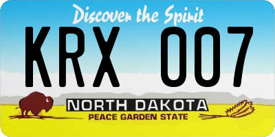 ND license plate KRX007
