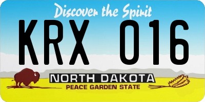 ND license plate KRX016