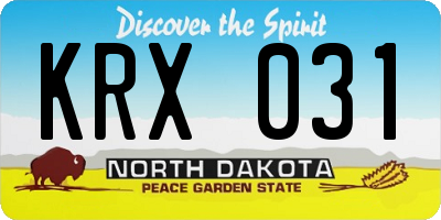 ND license plate KRX031