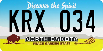 ND license plate KRX034