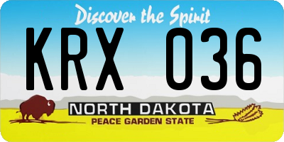 ND license plate KRX036