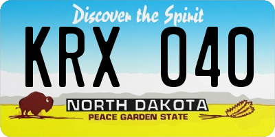 ND license plate KRX040