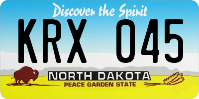 ND license plate KRX045