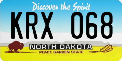 ND license plate KRX068