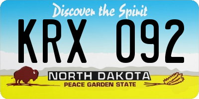 ND license plate KRX092