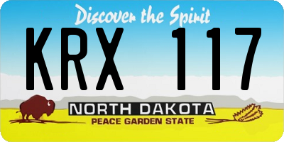 ND license plate KRX117