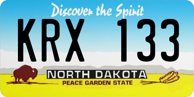 ND license plate KRX133