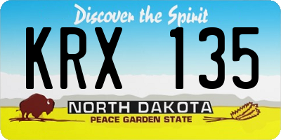 ND license plate KRX135