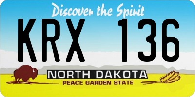 ND license plate KRX136