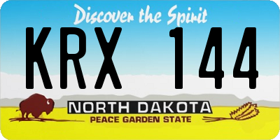 ND license plate KRX144