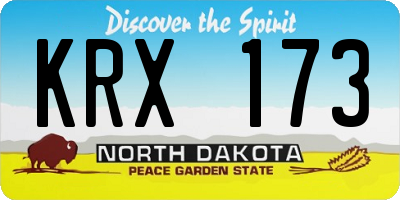 ND license plate KRX173