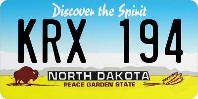 ND license plate KRX194