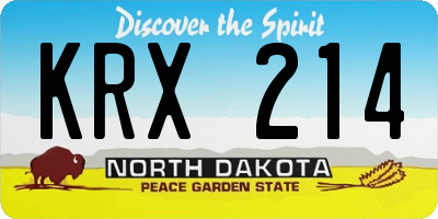 ND license plate KRX214