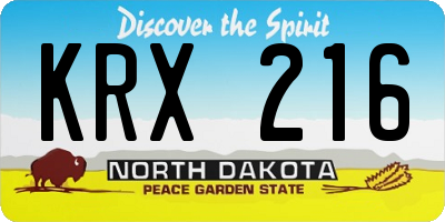 ND license plate KRX216