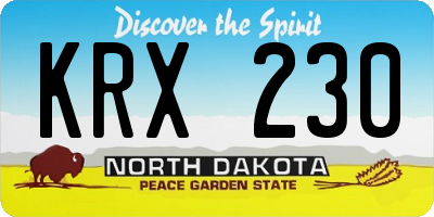 ND license plate KRX230