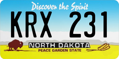 ND license plate KRX231