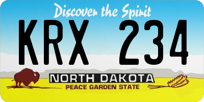 ND license plate KRX234