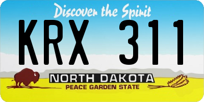 ND license plate KRX311