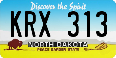 ND license plate KRX313