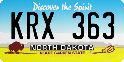 ND license plate KRX363