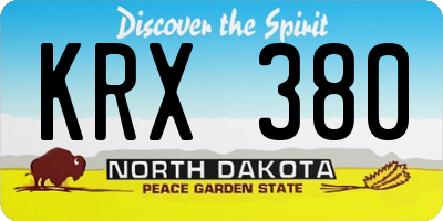 ND license plate KRX380