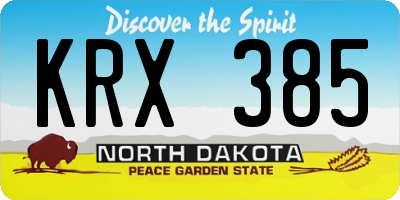 ND license plate KRX385