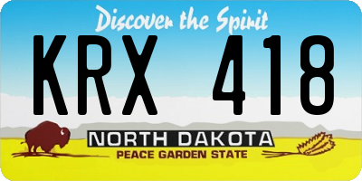 ND license plate KRX418