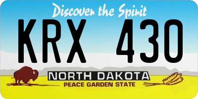 ND license plate KRX430