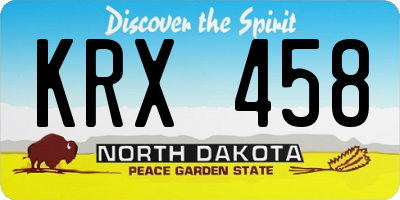 ND license plate KRX458
