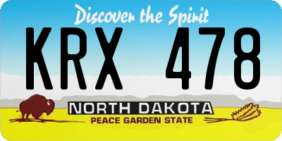 ND license plate KRX478
