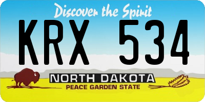 ND license plate KRX534