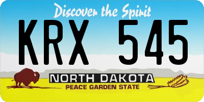 ND license plate KRX545