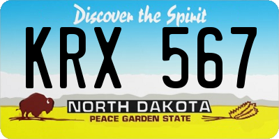 ND license plate KRX567