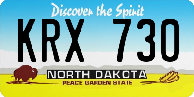 ND license plate KRX730