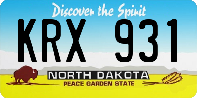 ND license plate KRX931