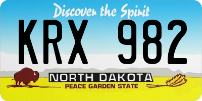 ND license plate KRX982
