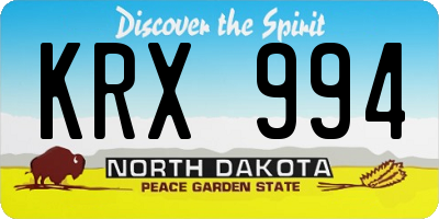 ND license plate KRX994