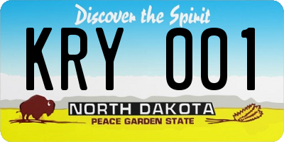 ND license plate KRY001