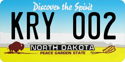 ND license plate KRY002