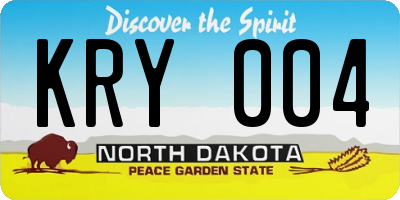 ND license plate KRY004