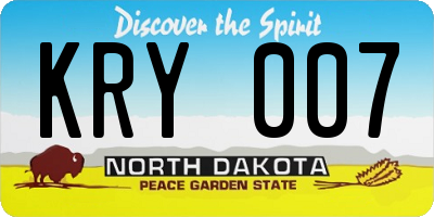 ND license plate KRY007