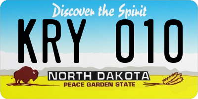 ND license plate KRY010