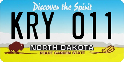 ND license plate KRY011