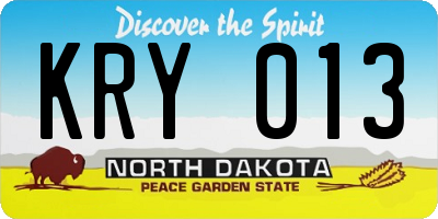 ND license plate KRY013