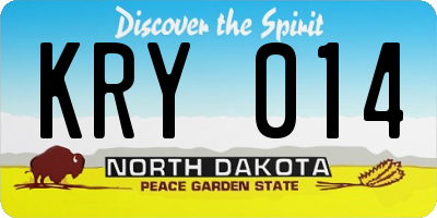 ND license plate KRY014