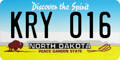 ND license plate KRY016