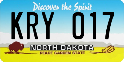 ND license plate KRY017