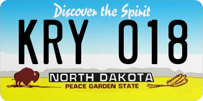 ND license plate KRY018