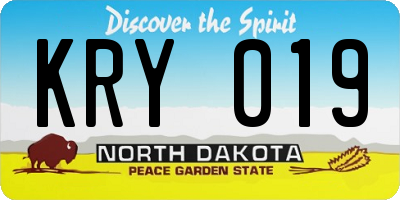 ND license plate KRY019