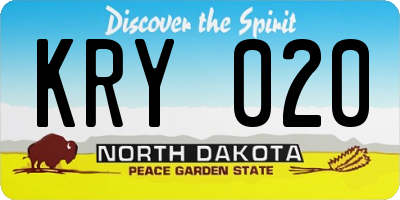 ND license plate KRY020